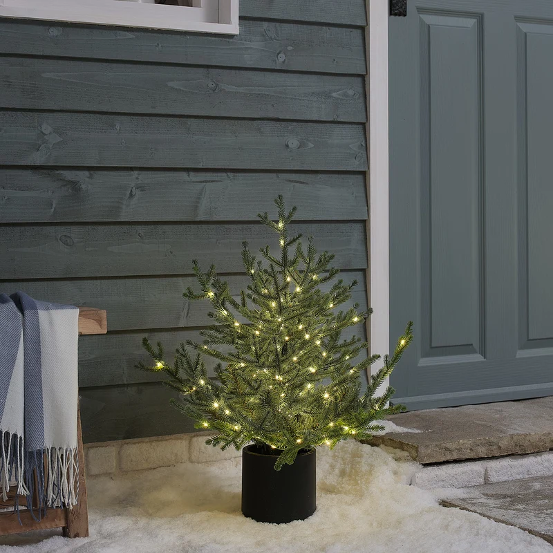 60cm LED-Weihnachtsbaum Grandis Fir im Topf warmweiß für den Außenbereich