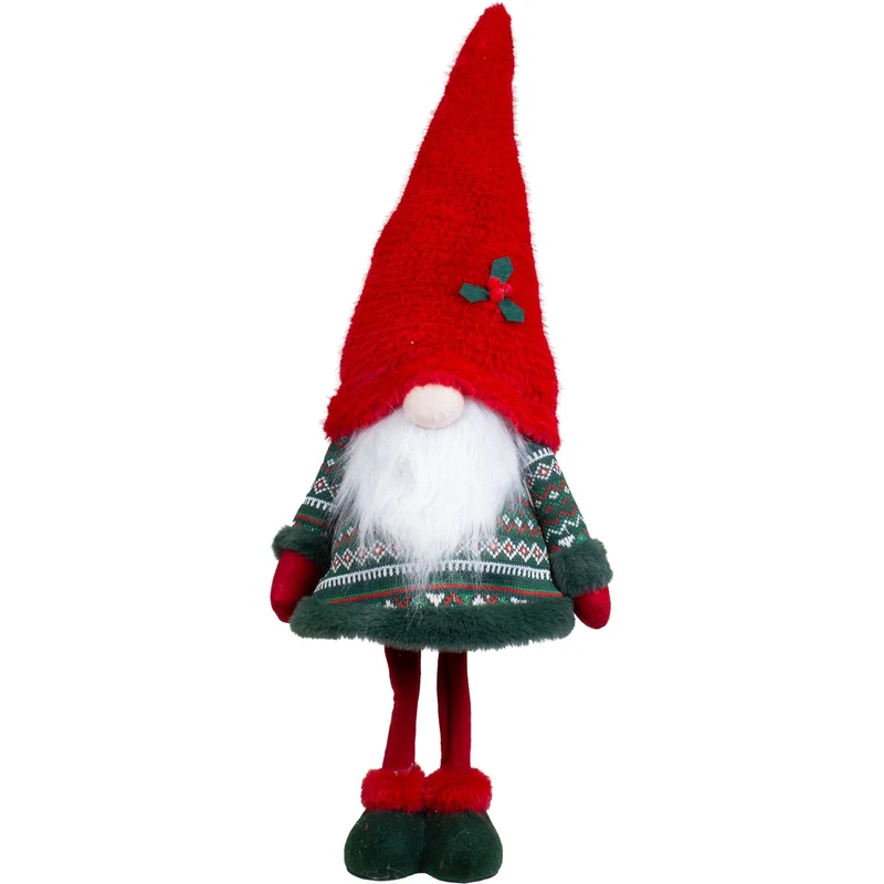 Wackelwichtel 80 cm – Wackelgnom in Rot-Grün | Weihnachtsdekoration