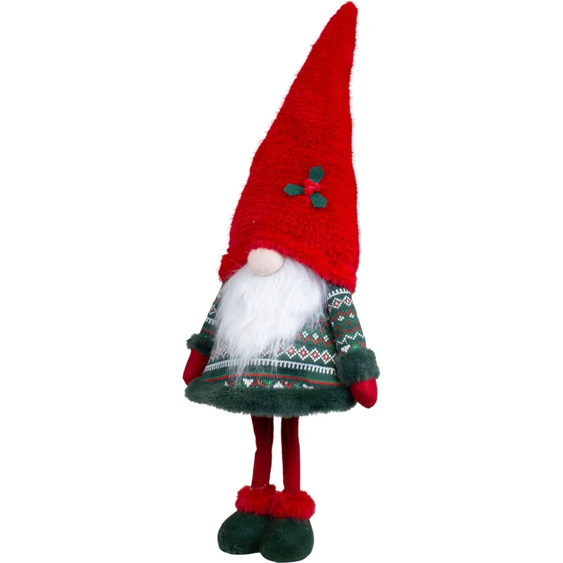 Wackelwichtel 80 cm – Wackelgnom in Rot-Grün | Weihnachtsdekoration