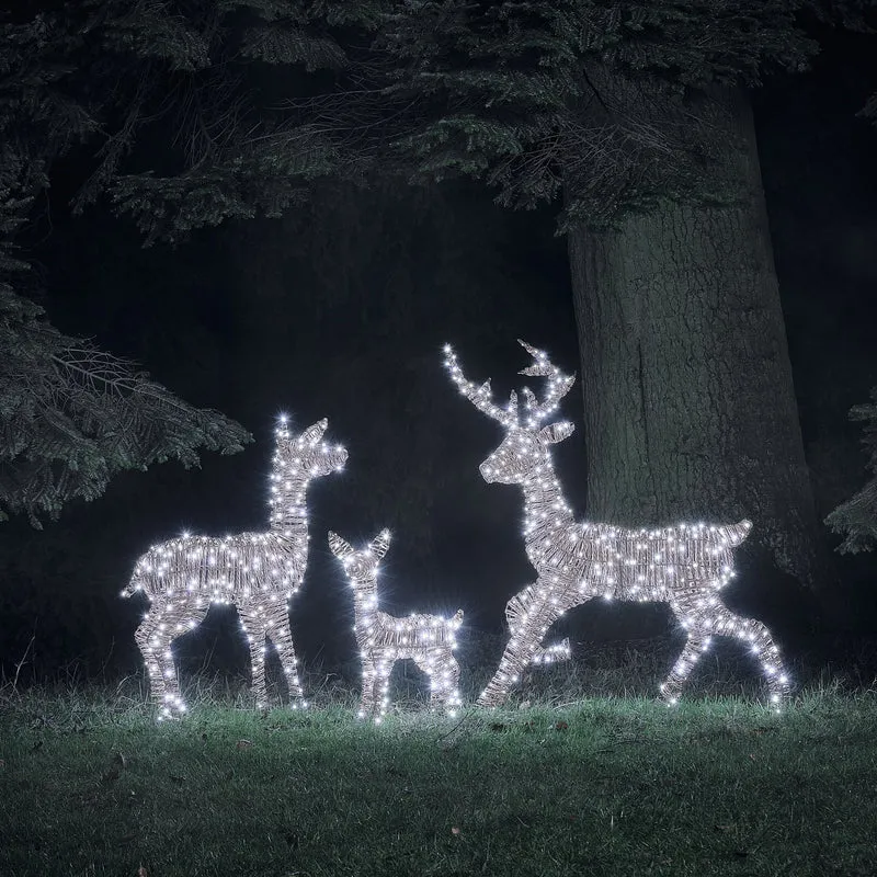 3er Set Pateley Bicolor LED-Rentierfamilie aus Rattan mit 750 LEDs