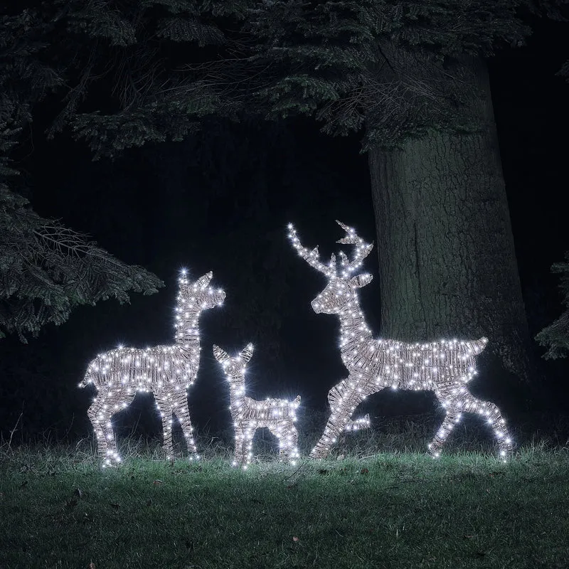 3er Set Pateley Bicolor LED-Rentierfamilie aus Rattan mit 750 LEDs