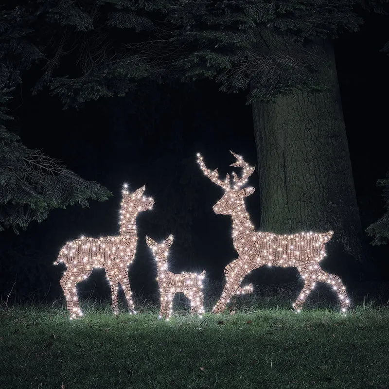 3er Set Pateley Bicolor LED-Rentierfamilie aus Rattan mit 750 LEDs