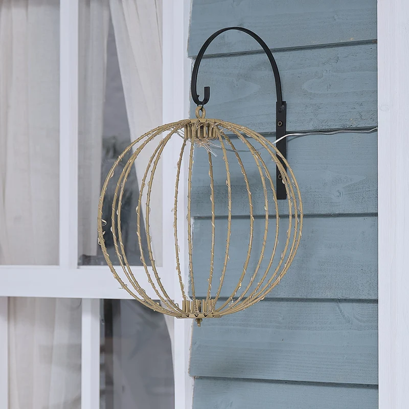 Goldene 28cm Mikro-LED-Hängekugel für Außen mit Blinkeffekt