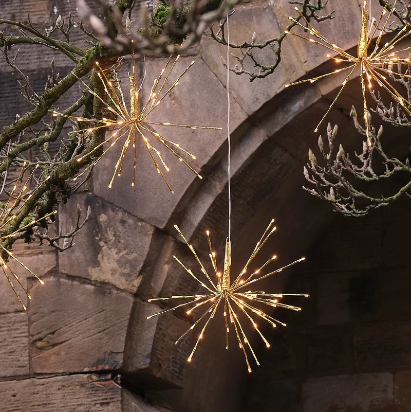 7er LED Sternen-Lichtervorhang blinkend warmweiß 45cm Außen