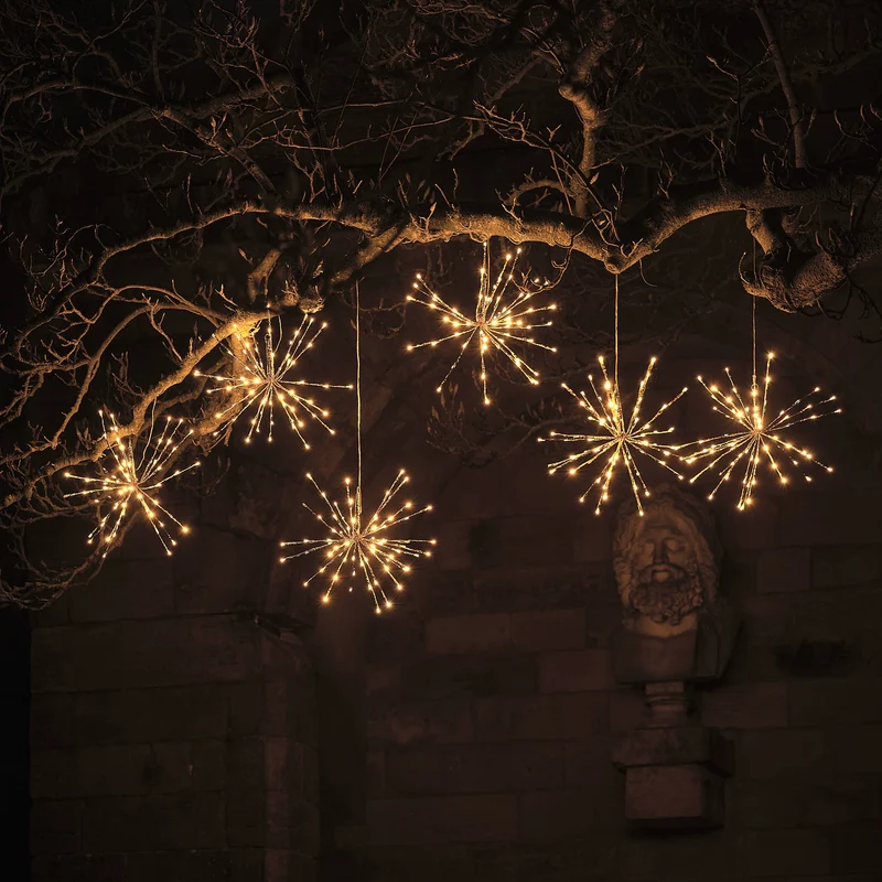 7er LED Sternen-Lichtervorhang blinkend warmweiß 45cm Außen