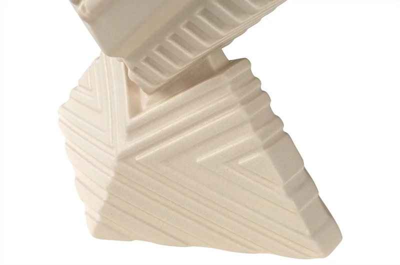 Casa Padrino Luxus Deko Objekt Cremeweiß 31 x 21 x H. 40 cm - Skulpturales Steingut Objekt Unity mit Ivory Glasur - Luxus Deko Accessoires