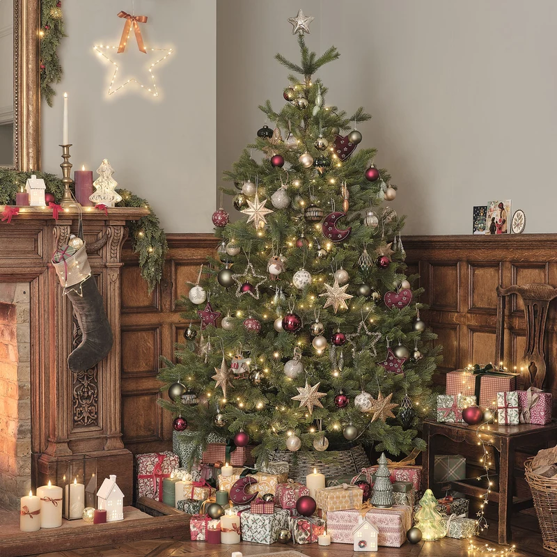 Grüner LED-Deko-Weihnachtsbaum aus Konfettiglas