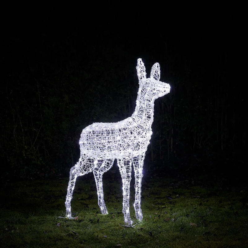 Bicolor Solar-LED-Rentier Hirschkuh L Swinsty aus Acryl
