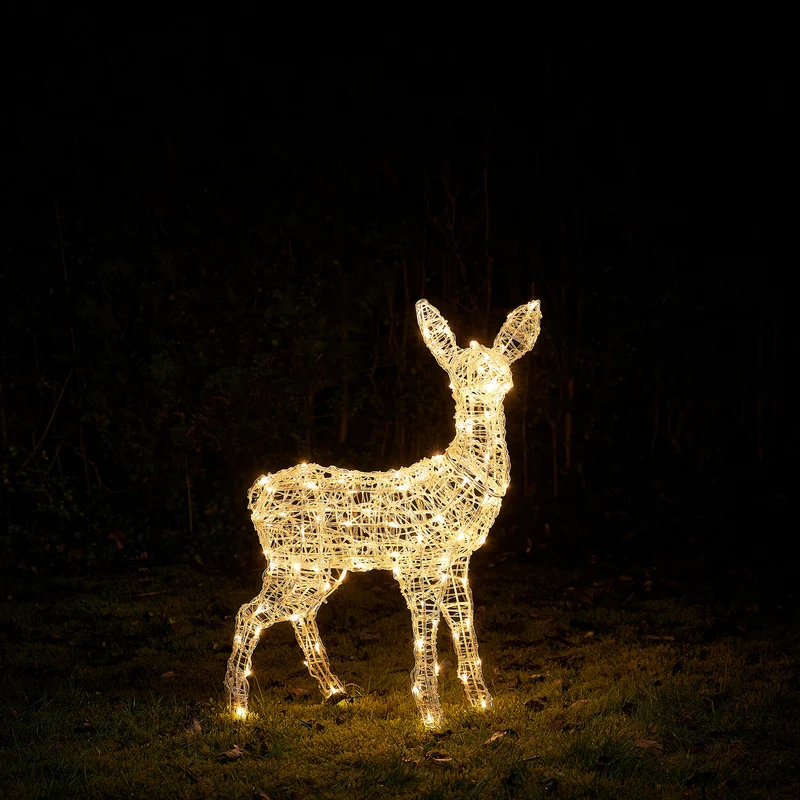 Bicolor Solar-LED-Rentier Rehkitz L Swinsty aus Acryl