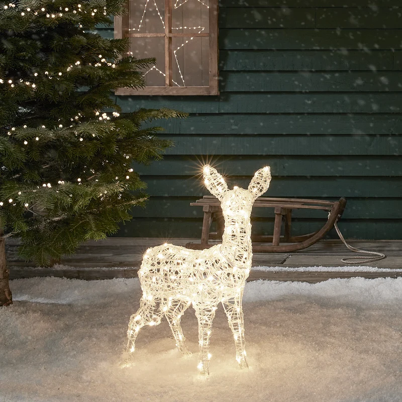 Bicolor Solar-LED-Rentier Rehkitz L Swinsty aus Acryl