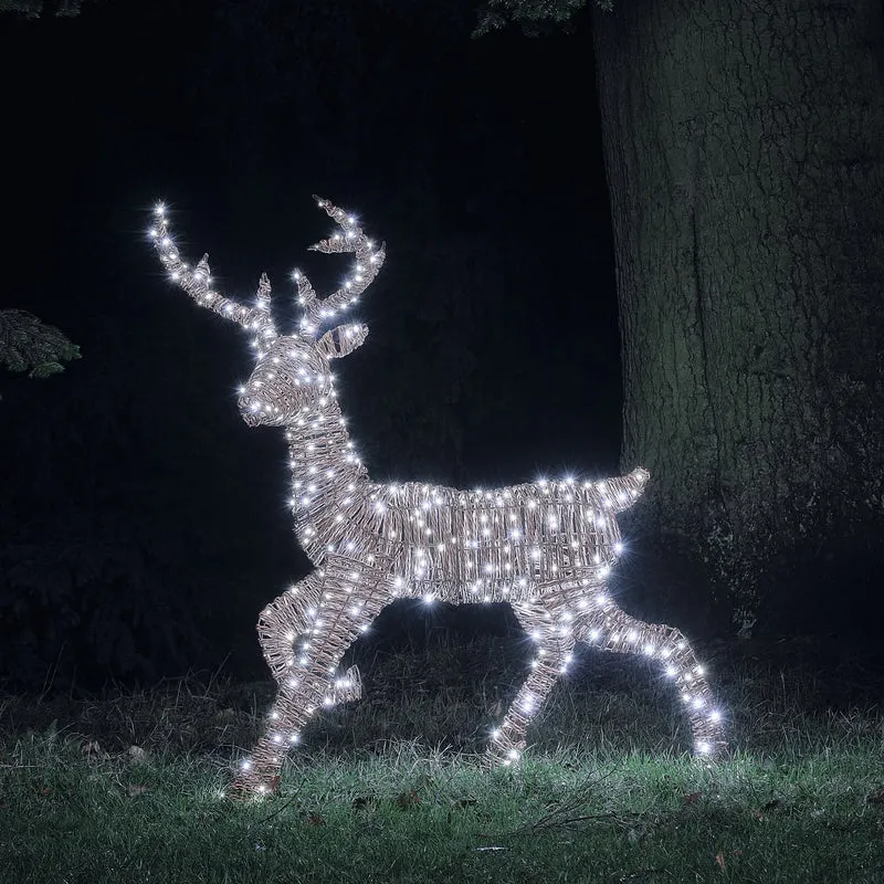 125 cm Pateley Rattan Bicolor LED-Rentier mit 380 Mikro-LEDs