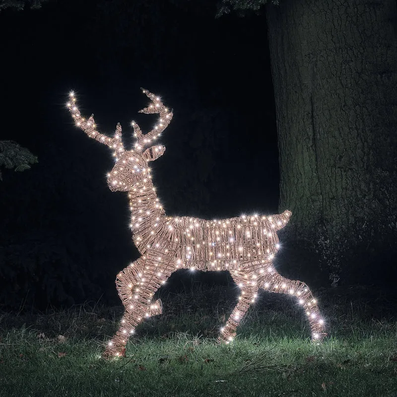 125 cm Pateley Rattan Bicolor LED-Rentier mit 380 Mikro-LEDs