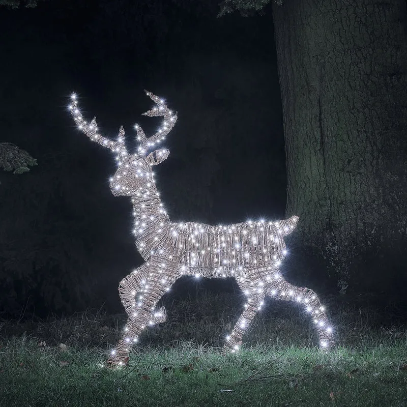 125 cm Pateley Rattan Bicolor LED-Rentier mit 380 Mikro-LEDs