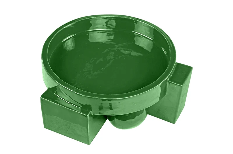 Casa Padrino Luxus Schale Grün 31,5 x 33,5 x H. 13,5 cm - Steingut Deko Schale im Basil Green Finish - Luxus Deko Accessoires