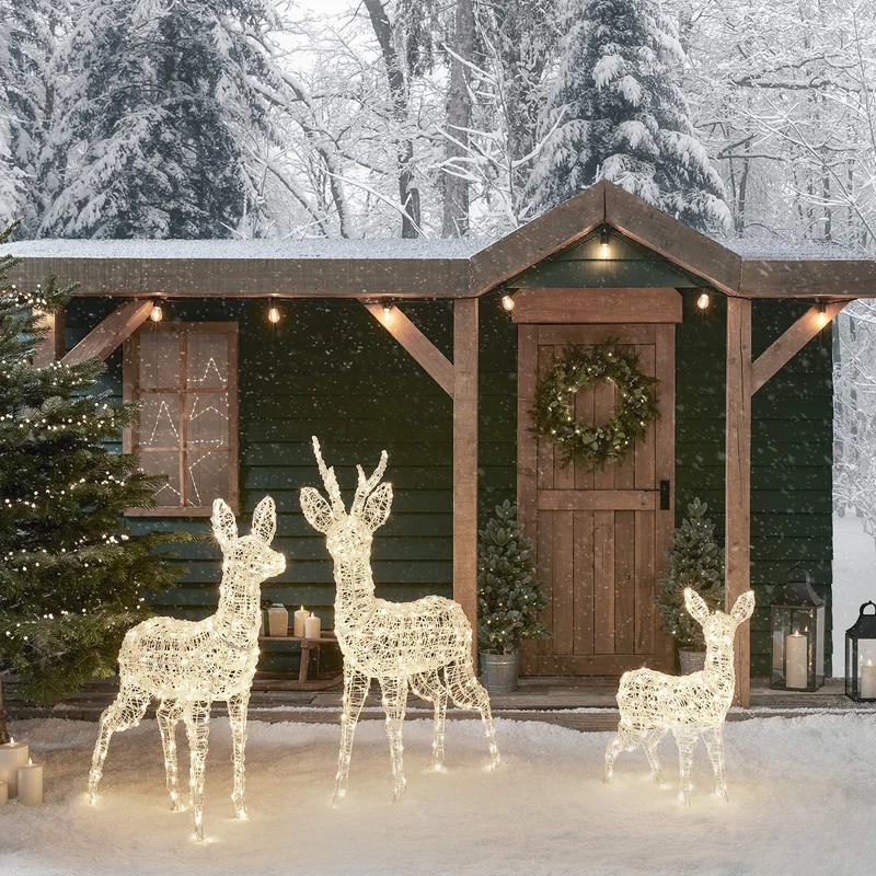 3er Set Bicolor LED-Rentierfamilie L Swinsty