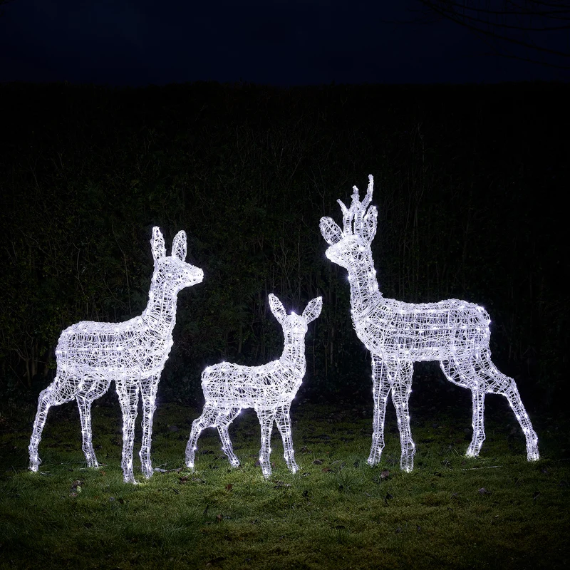 3er Set Bicolor LED-Rentierfamilie L Swinsty