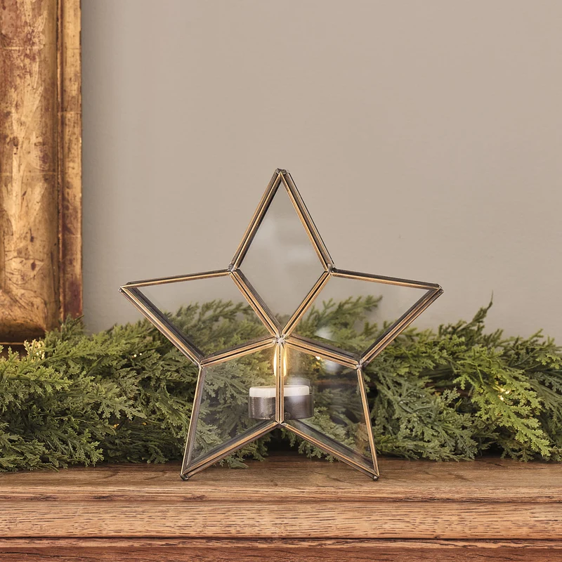 Goldene Vicarage Sternlaterne mit TruGlow® Votivkerze