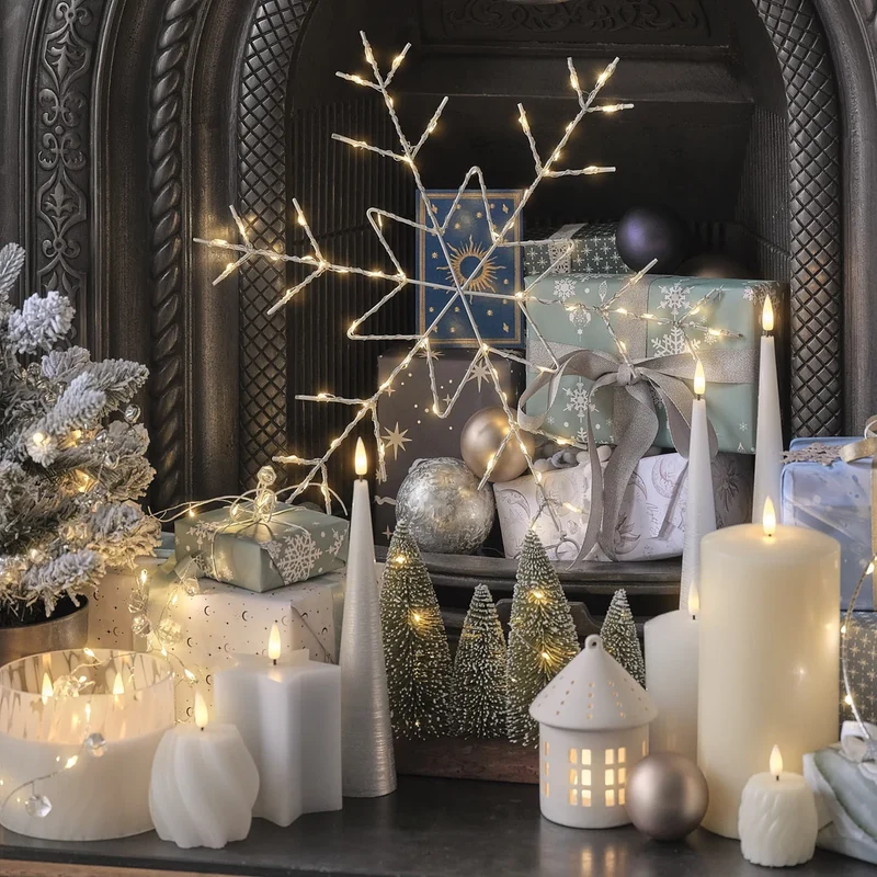 3er Set TruGlow® LED-Kegelkerzen in Silber Ombré mit Fernbedienung