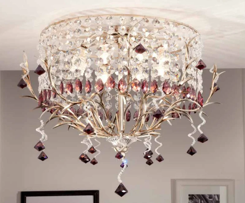 Casa Padrino Barock Deckenleuchte Silber Ø 90 x T. 65 cm 8-flammig - Handgefertigte Leuchte aus Italien - Barock Leuchten