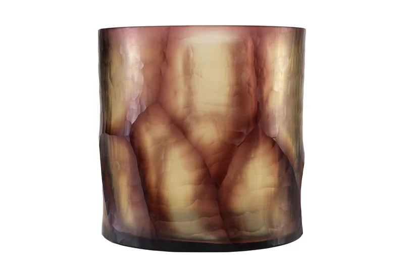 Casa Padrino Luxus Kerzenhalter Lila Ø 17,5 x H. 15,5 cm - Windlicht aus massivem Farbglas in Lila und Klar, auch als Vase verwendbar - Luxus Deko Accessoires