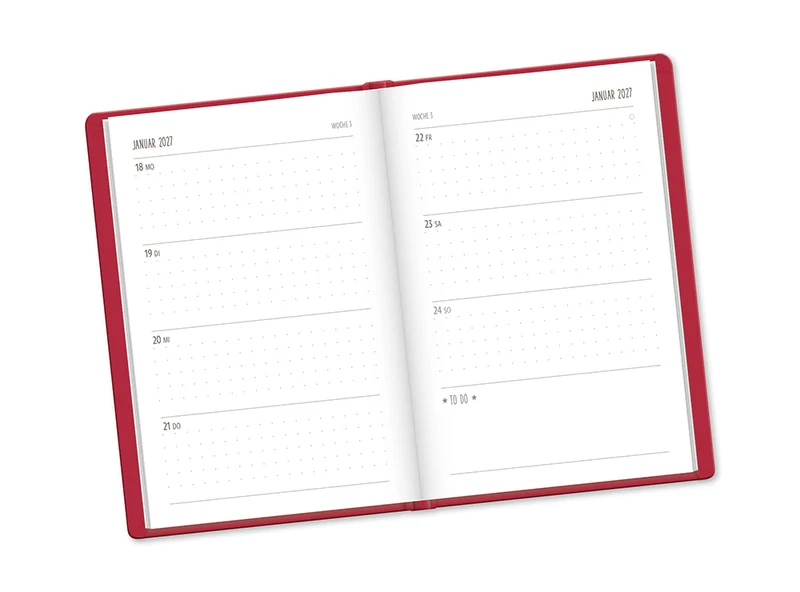 Terminplaner Lederlook 2027 Rot