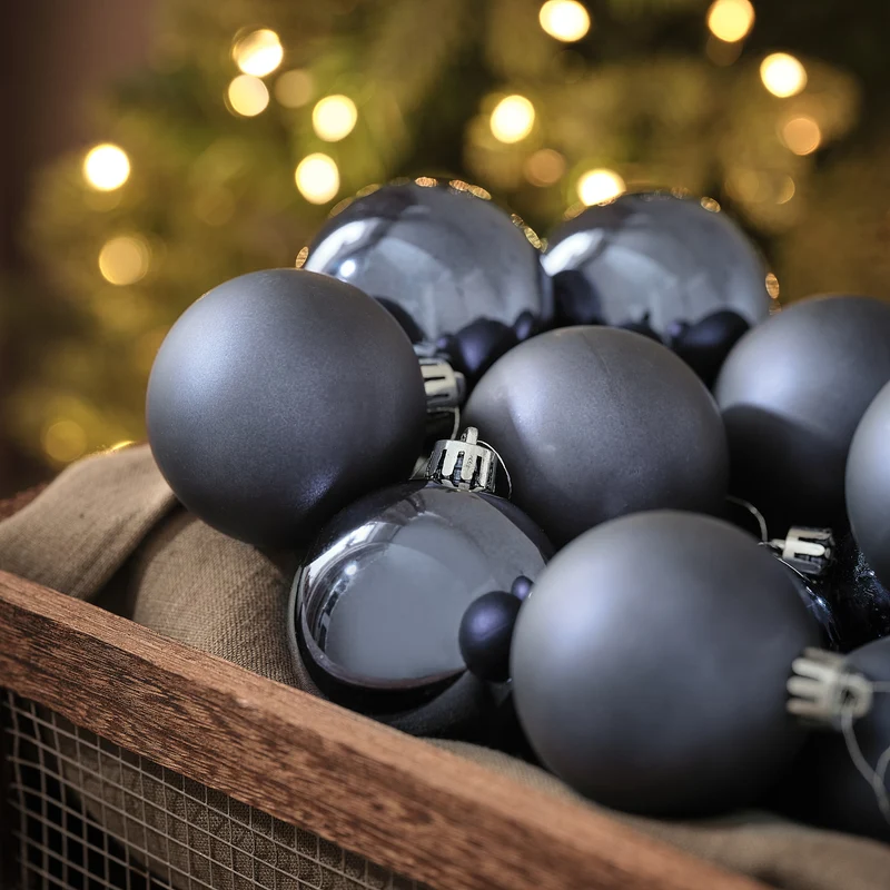 12er-Set Weihnachtskugeln in Blau mit Metallic-Finish und in Matt