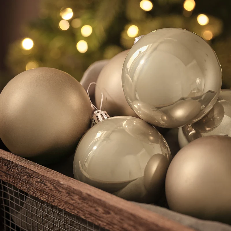 6er-Set Große Bronzefarbene Christbaumkugeln