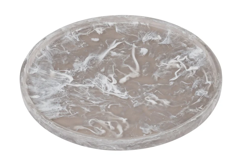 Casa Padrino Luxus Deko Objekt Schwarz Ø 26 x H. 1,7 cm - Großer runder Deko Teller aus Kunstharz mit transparent schwarzer Wirbeloptik - Luxus Deko Accessoires