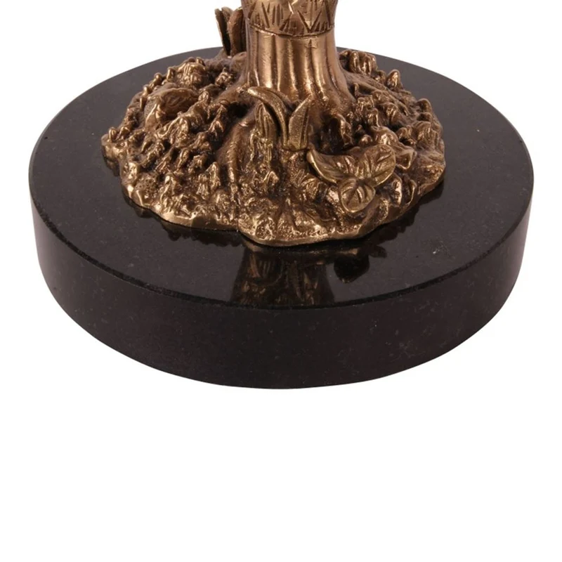 Casa Padrino Luxus Tafelaufsatz Palme Messing / Schwarz Ø 35 x H. 54 cm - Deko Schale auf Palmenfuß