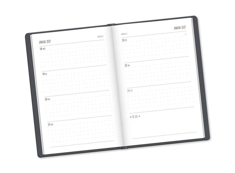 Terminplaner Lederlook 2027 Schwarz