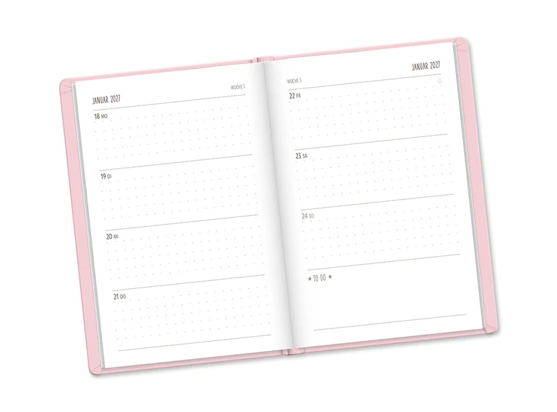 Terminplaner Lederlook 2027 Rosa
