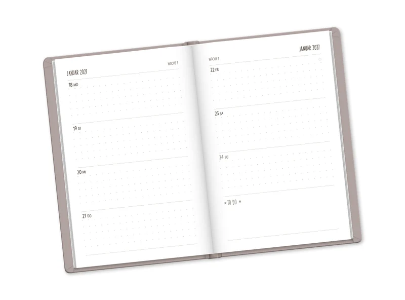 Terminplaner Lederlook 2027 Taupe