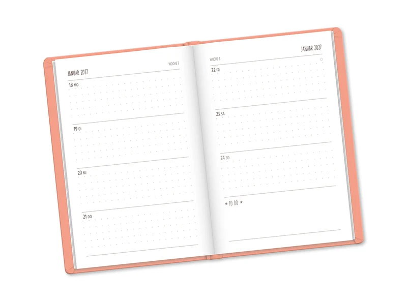 Terminplaner Lederlook 2027 Peach
