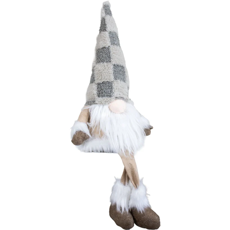 Gnom Kantenhocker 30cm(50cm) 2 Designs – Flauschiger Weihnachtswichtel im winterlichen Look