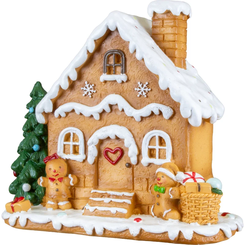 Lebkuchenhaus 14 cm – Handgefertigtes Dekohaus mit Lebkuchenfiguren | Weihnachtsdekoration