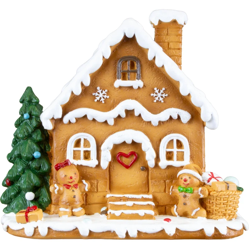 Lebkuchenhaus 14 cm – Handgefertigtes Dekohaus mit Lebkuchenfiguren | Weihnachtsdekoration