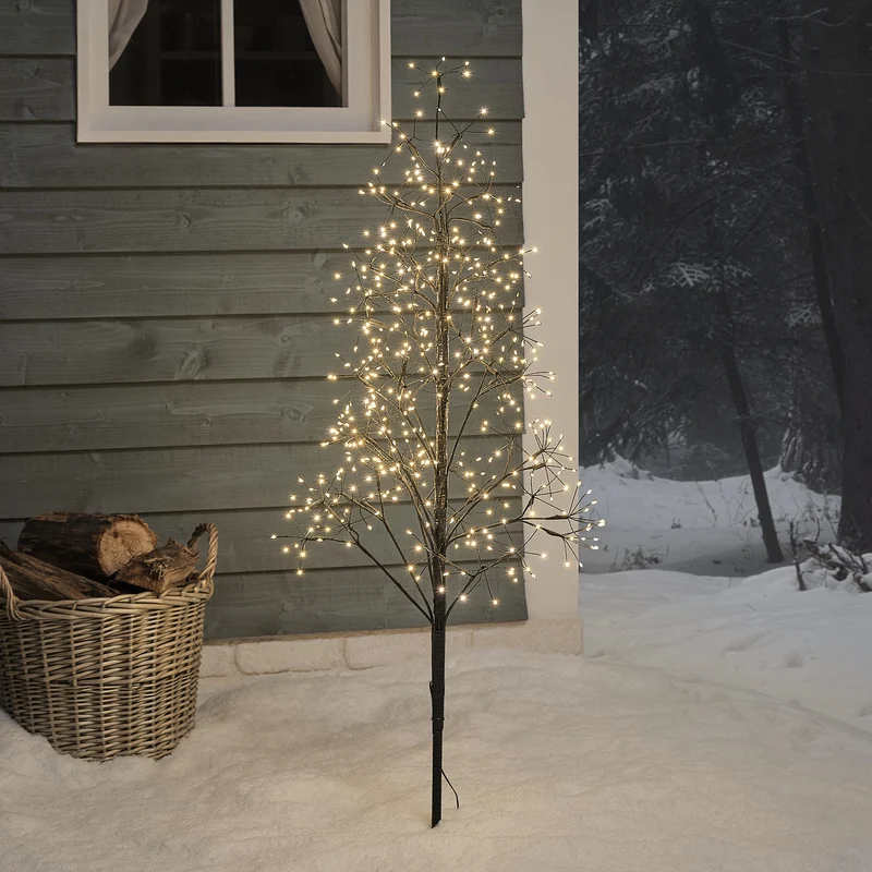 1,2m schwarzer LED Starburst Lichterbaum mit 504 warmweißen Mikro-LEDs