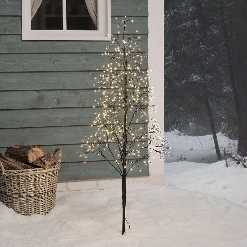 1,2m schwarzer LED Starburst Lichterbaum mit 504 warmweißen Mikro-LEDs