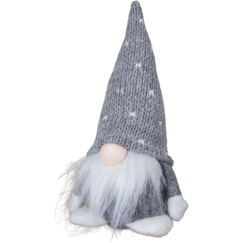Gnom sitzend 16 cm – Kuscheliger Weihnachtswichtel mit Strickmütze, langem Bart & weißen Füßen