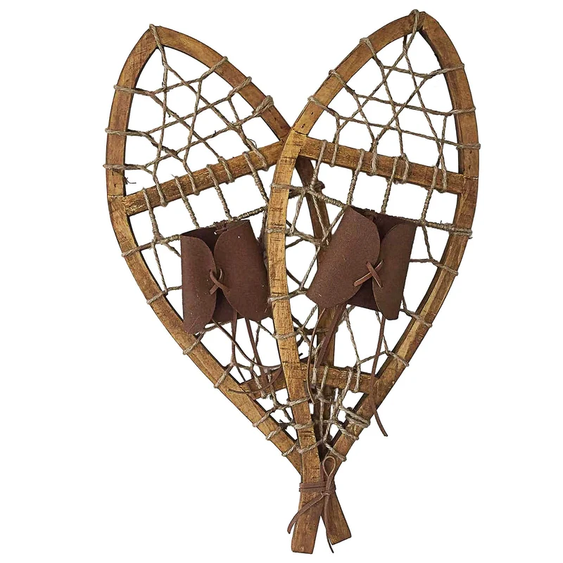 Deko-Schneeschuhe 55 cm – Rustikales Winter-Duo aus Holz für gemütliche Weihnachtsdeko