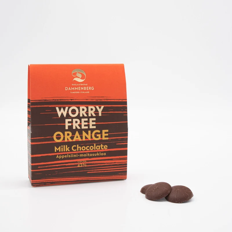 Milch-Schokoladentaler Orange - Worry free 43% (Dammenberg)