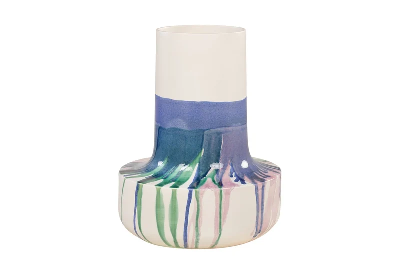 Casa Padrino Luxus Vase Ø 37,5 x H. 47,5 cm - Große Steingut Vase im frei gestalteten Freestyle Finish - Luxus Deko Accessoires