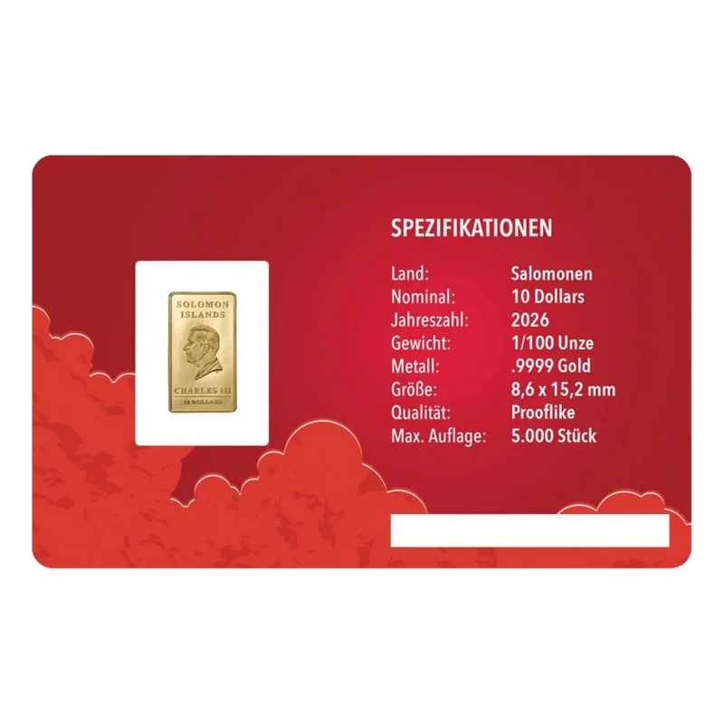 Goldbarren 'Schutzengel' in Geschenkkarte mit Schleife