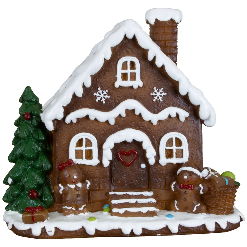 Lebkuchenhaus 14 cm – Handgefertigtes Dekohaus mit Lebkuchenfiguren | Weihnachtsdekoration