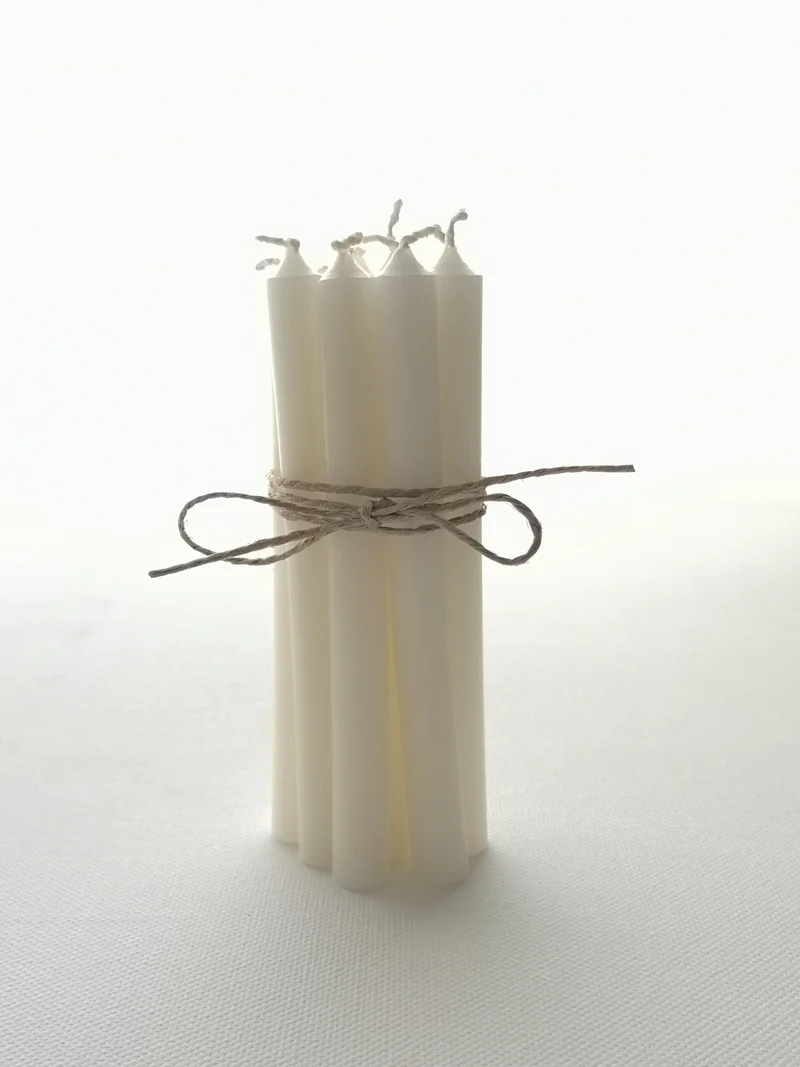 Mini Stabkerze in Creme-Weiß 10er -Set