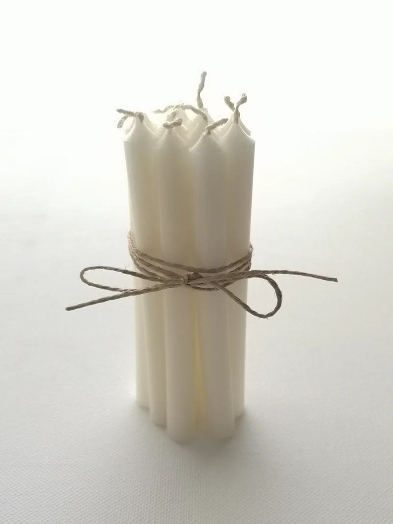 Mini Stabkerze in Creme-Weiß 10er -Set