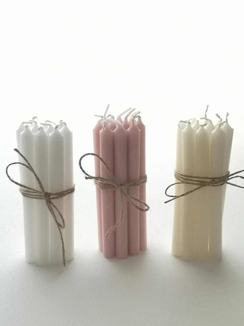 Mini Stabkerze in Creme-Weiß 10er -Set