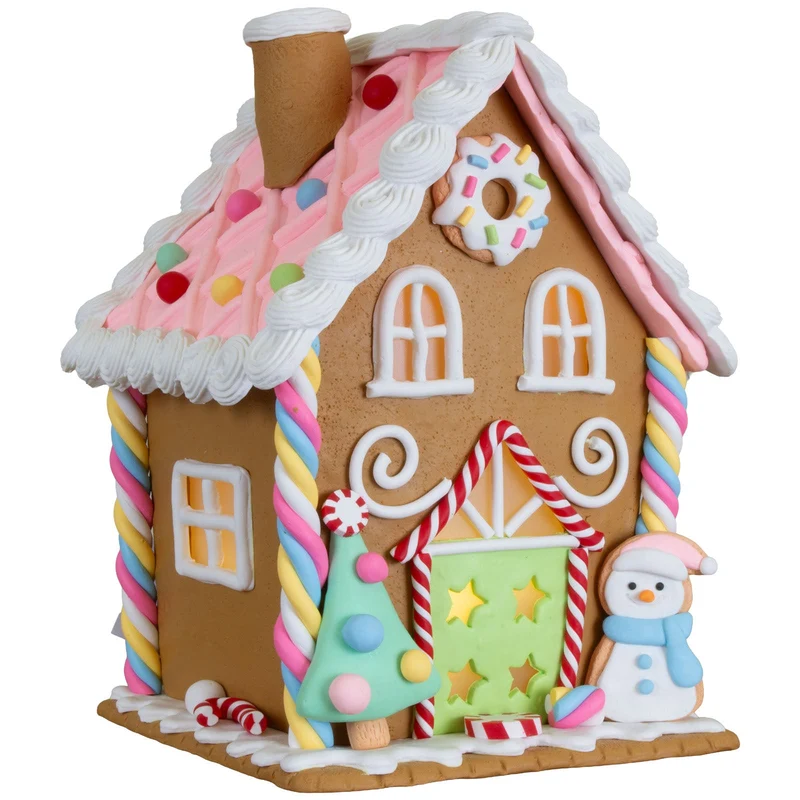 LED Lebkuchenhaus 20 cm braun – Süß leuchtendend mit Verzierungen
