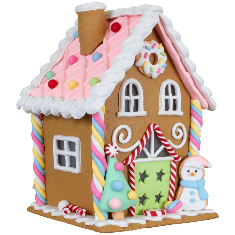 LED Lebkuchenhaus 20 cm braun – Süß leuchtendend mit Verzierungen