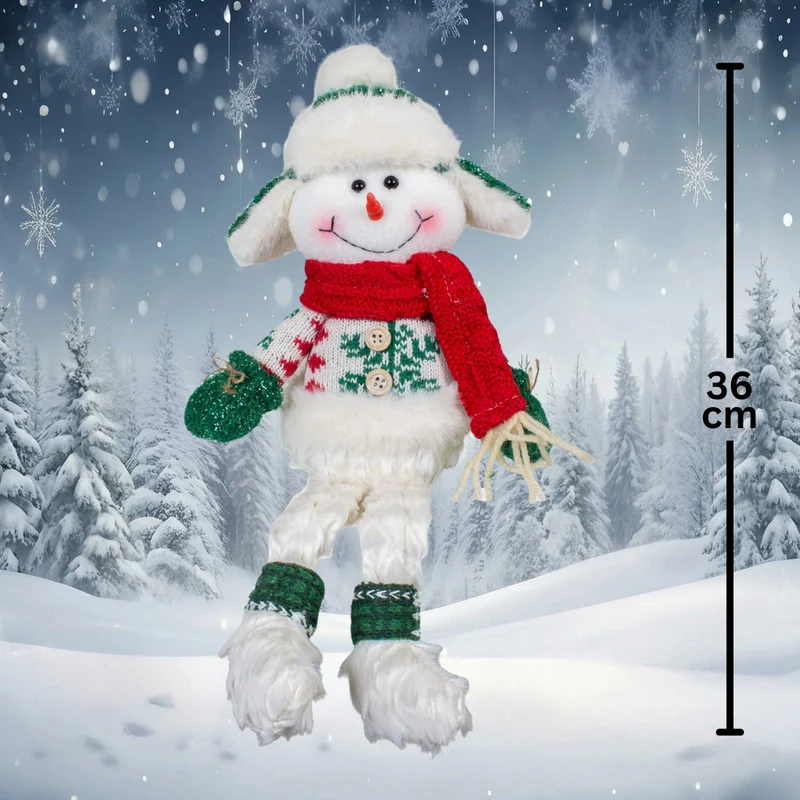 Schneemann-Paar mit langen Beinen – 2 Weihnachtsfiguren 36 cm